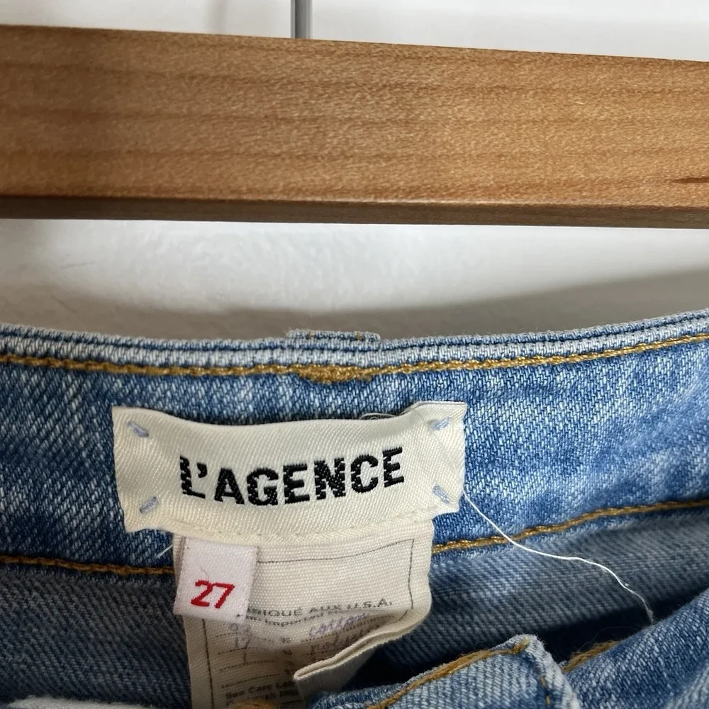 L'Agence High Line Skinny Jeans Womens Size 27 Stretch Distressed Light Wash